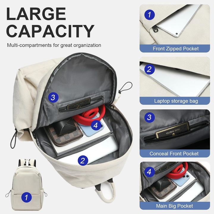 Front angle of gray unisex lightweight travel & laptop backpack with multiple compartments