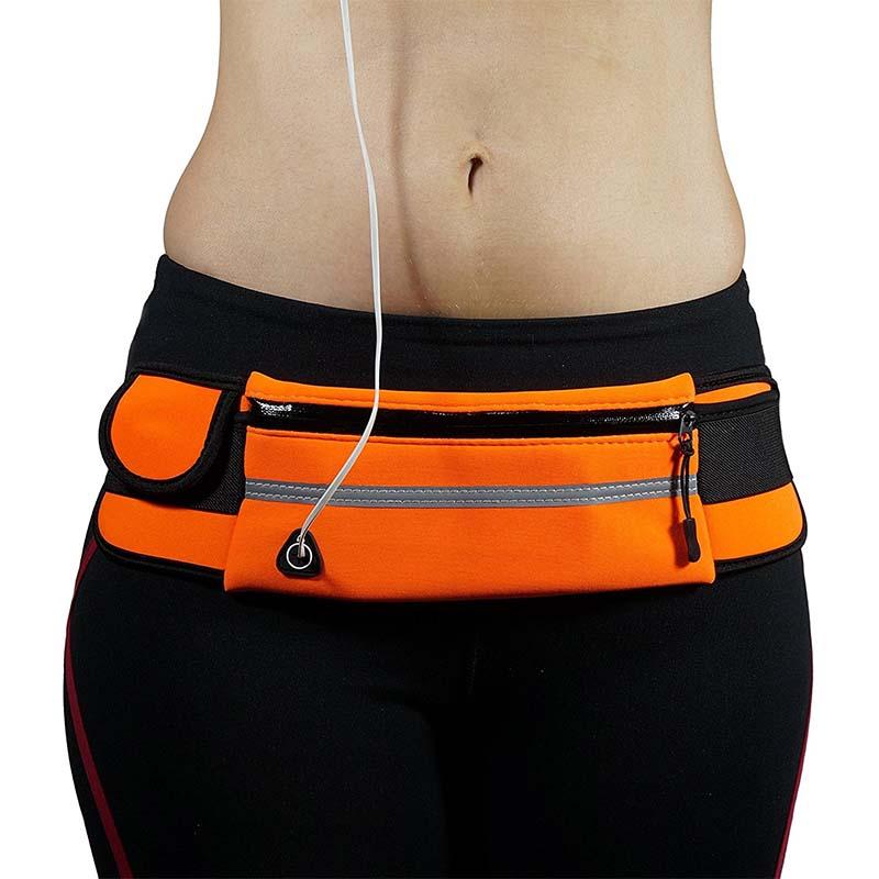 Unisex lightweight waterproof fitness waist pack with adjustable strap for secure storage.
