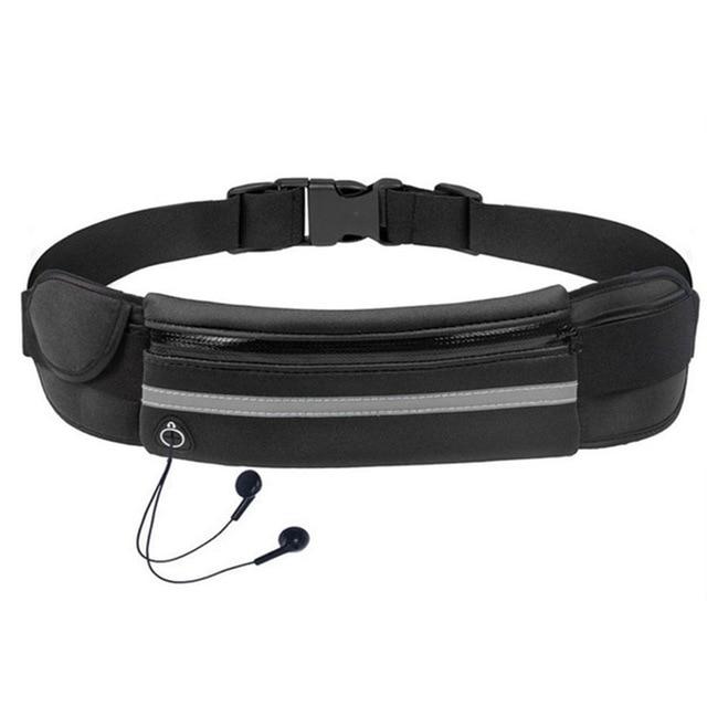 Rear view of waterproof running belt, highlighting adjustable strap and comfortable fit