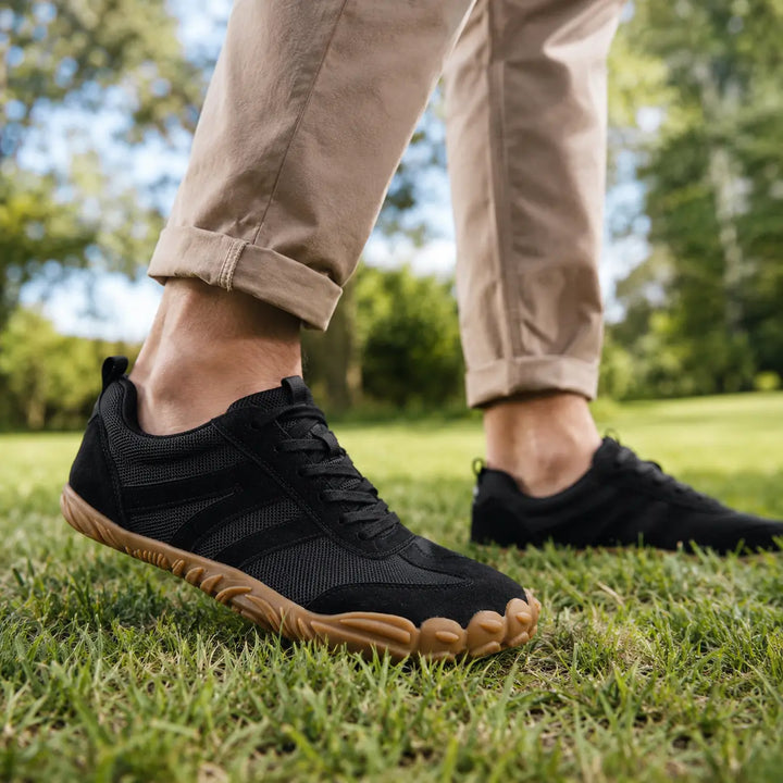 Non-slip flexible sole barefoot hiking shoes for secure trail exploration.