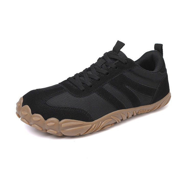 Comfortable wide fit barefoot hiking shoes, perfect for long treks.