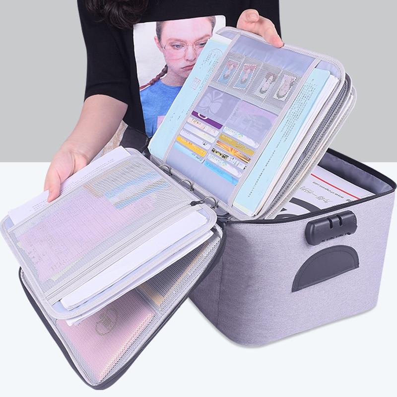 Unisex lockable waterproof document storage case for important papers, travel organizer security