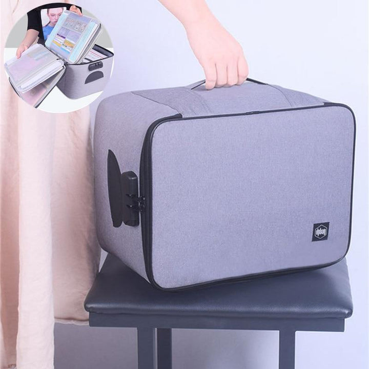 Secure lockable waterproof document storage case to protect important files, passports, & valuables for travel/home.