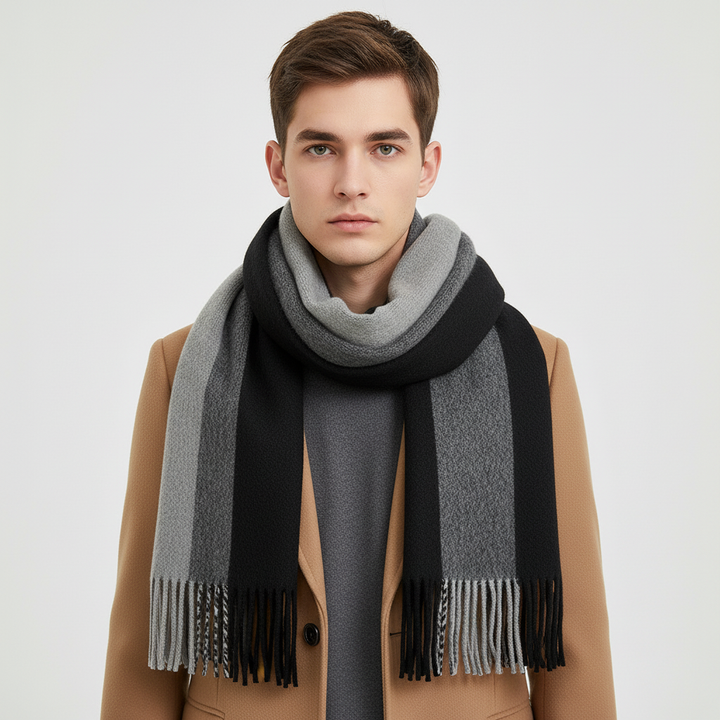 Soft fringed cashmere scarf, a versatile warm accessory for men and women