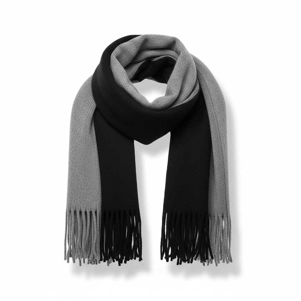 Elegant long cashmere scarf with fringes, perfect for an elevated look