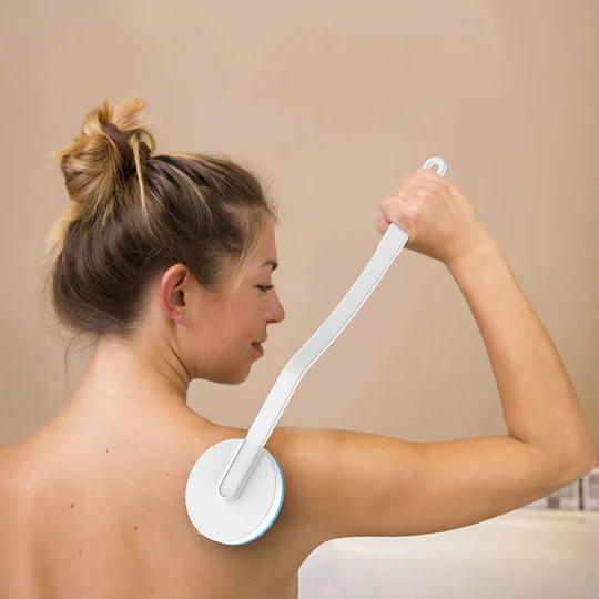 Versatile back lotion applicator & massager tool with long handle for easy reach personal care & skincare.