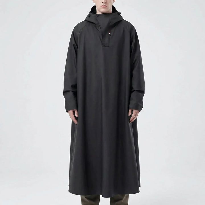 Protective unisex long rain jacket, essential motorcycle riding gear for all outdoor activities.