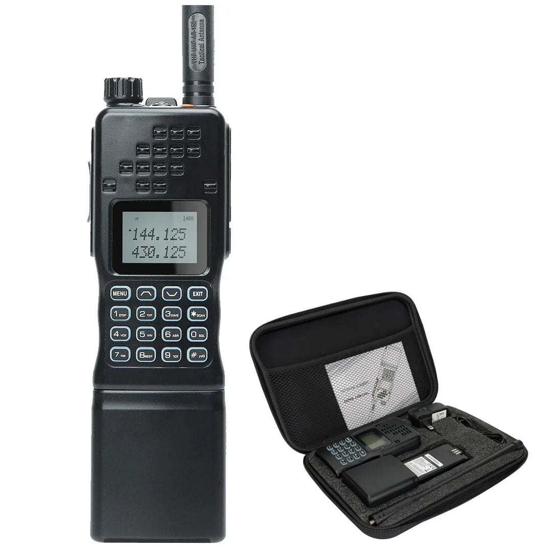 Compact long-range dual-band walkie talkie, durable portable two-way radio for reliable outdoor comms.