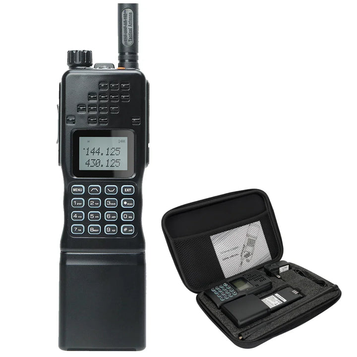 Compact long-range dual-band walkie talkie, durable portable two-way radio for reliable outdoor comms.