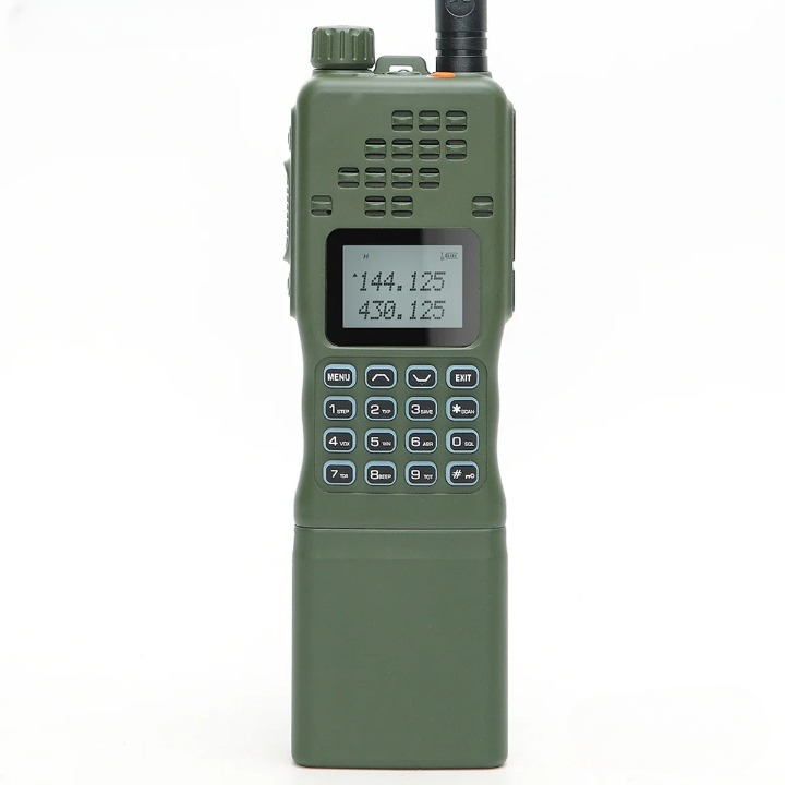 Modern long-range dual-band walkie talkie, high-power emergency radio for clear communication outdoors.
