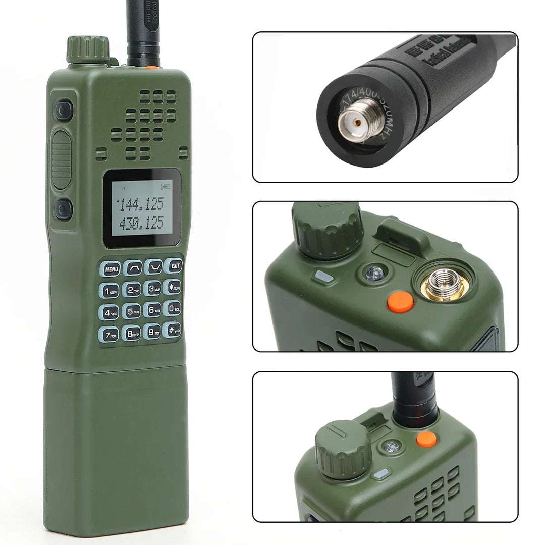 Tactical long-range dual-band walkie talkie, essential outdoor gear for reliable high-power communication.