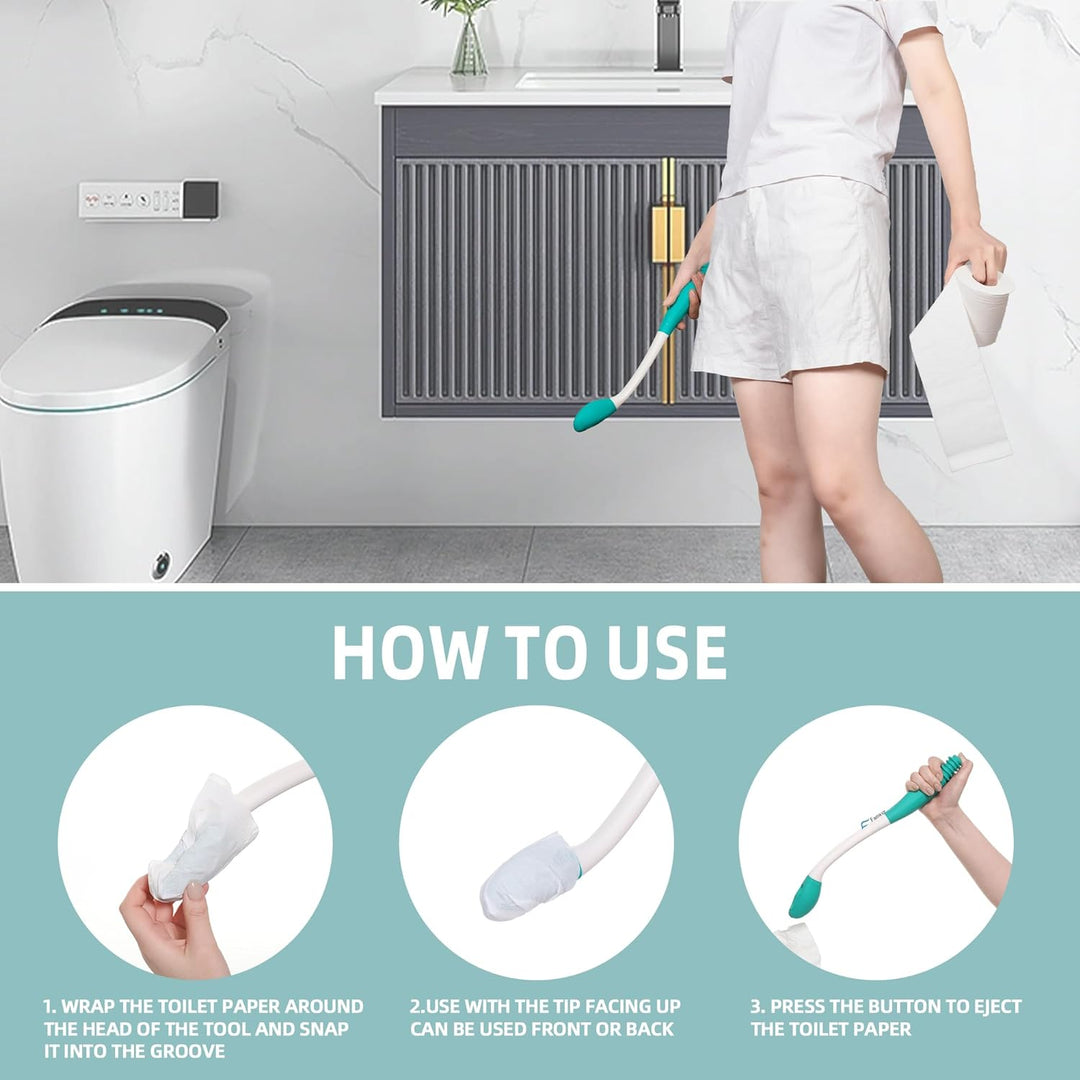 Mobility assist long reach toilet aid (2 pcs) ensures improved personal hygiene & independent self-care for all.