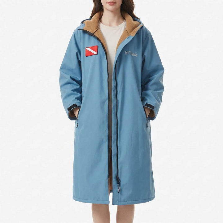 Versatile unisex long-sleeve hooded changing robe. Essential quick-dry surf poncho & swim cover up.