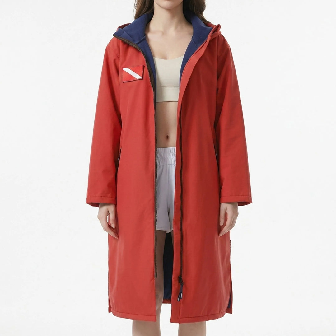 Unisex long-sleeve hooded changing robe & surf poncho. Quick-dry swim cover up for all water sports.