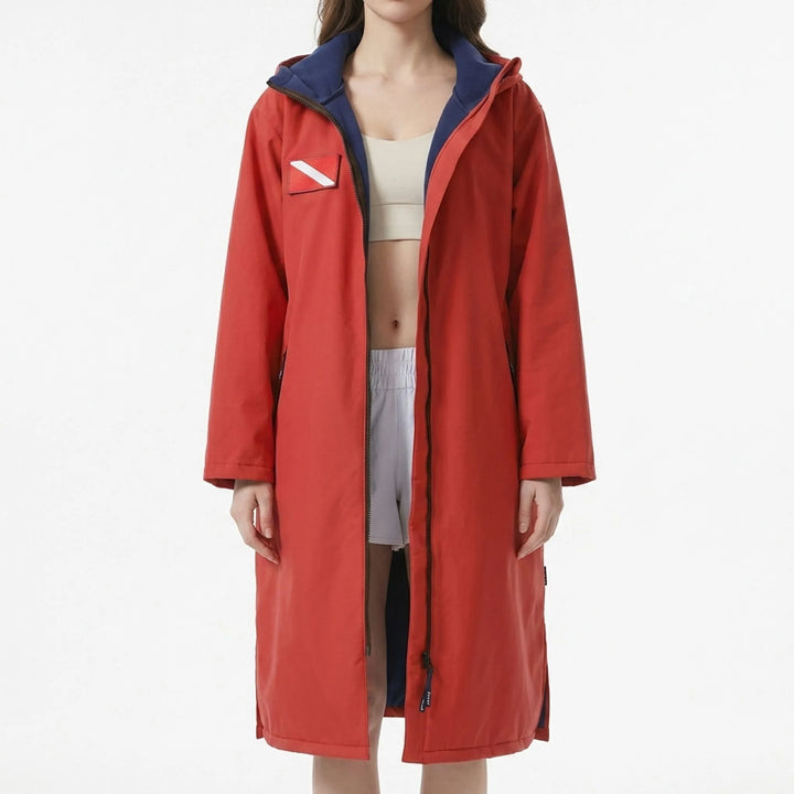 Unisex long-sleeve hooded changing robe & surf poncho. Quick-dry swim cover up for all water sports.