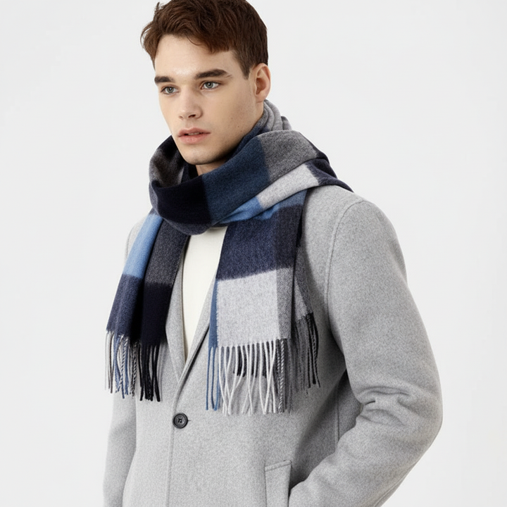 Cozyloom unisex check pattern wool scarf, a soft and stylish accessory for any winter outfit.