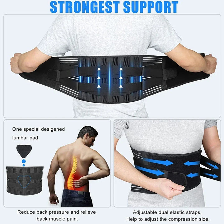 Adjustable back support belt for pain relief, a comfortable orthopedic lumbar belt for unisex daily wear.