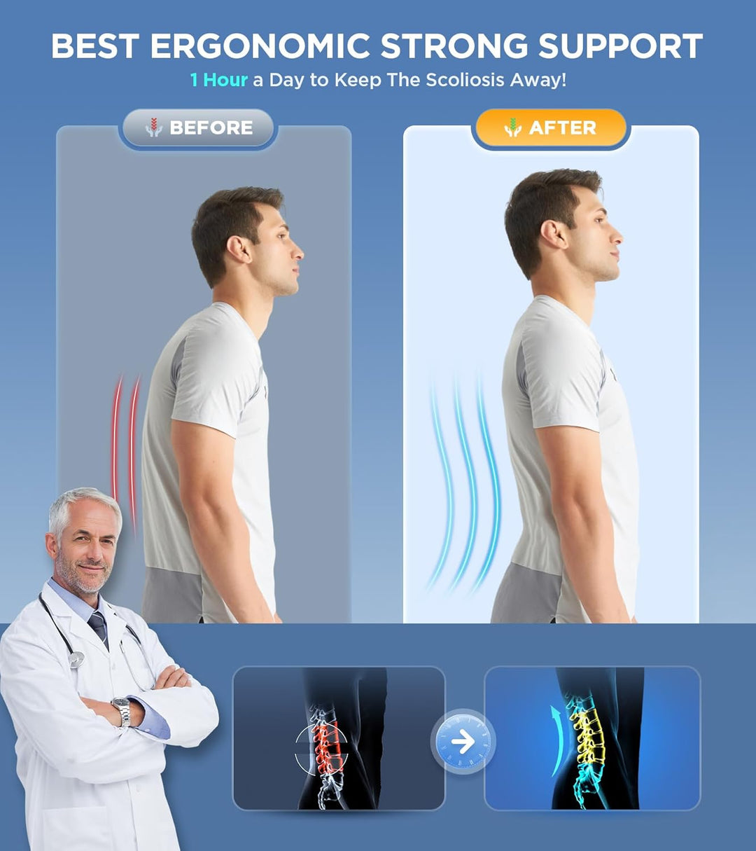 Unisex back brace for active lifestyle, spinal alignment, and effective lower back pain relief.