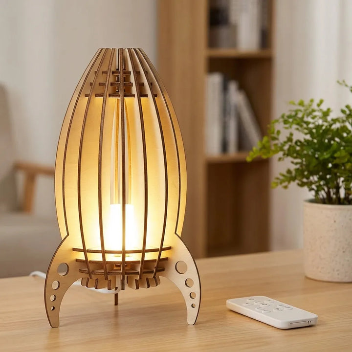 Modern rocket lamp, Luminocket table lamp, bright LED for effective home and desk lighting.