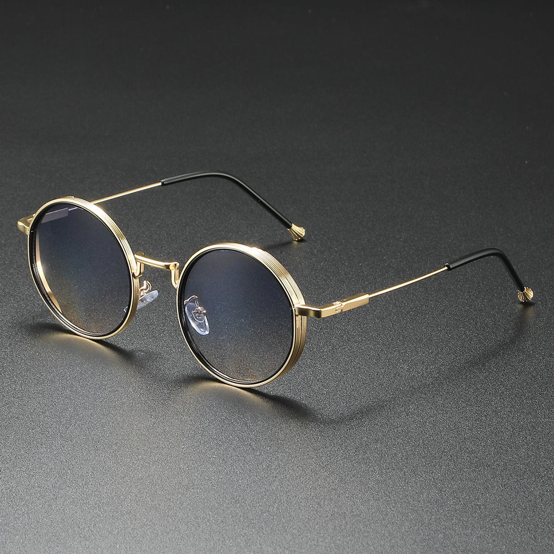 Unisex Luna Circle Gradient Sunglasses with vintage round metal frames, perfect for summer fashion.