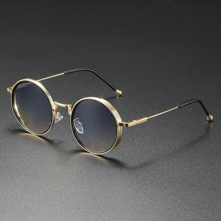 Unisex Luna Circle Gradient Sunglasses with vintage round metal frames, perfect for summer fashion.