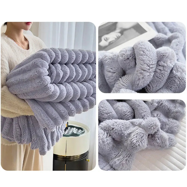 Elegant unisex plush comfort blanket, a soft and cozy addition to any home decor