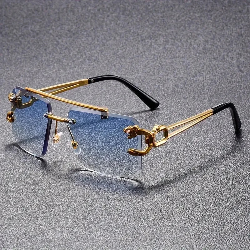 Unisex luxury sharp-angle sunglasses with metal accents, perfect for a Dubai-inspired statement fashion look.