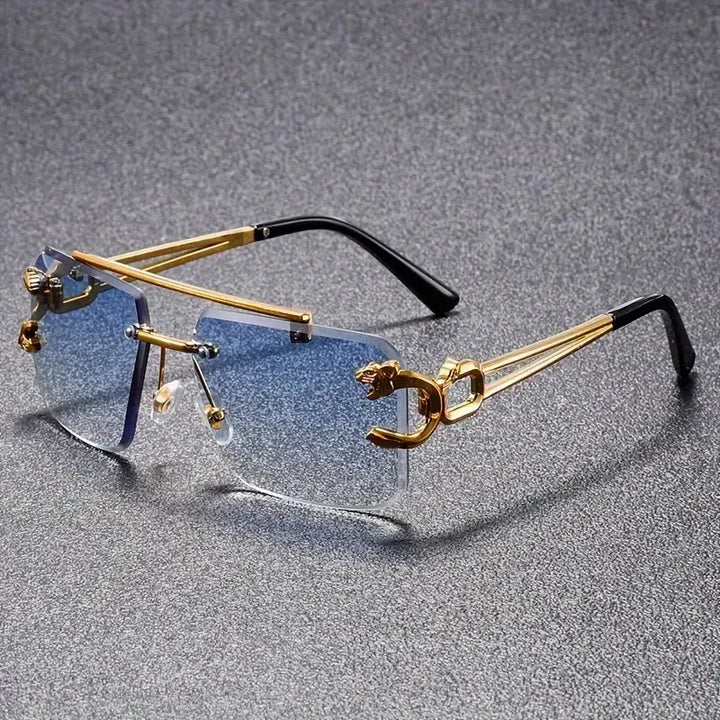 Unisex luxury sharp-angle sunglasses with metal accents, perfect for a Dubai-inspired statement fashion look.