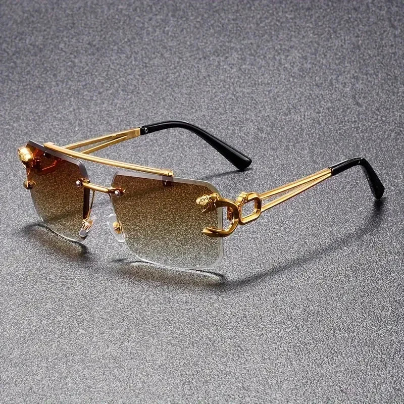 Designer unisex statement eyewear. Luxury sharp-angle sunglasses with metal details for a bold fashion statement.