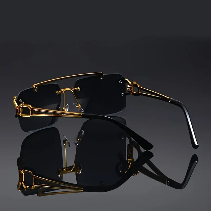 Elevate your style with these unisex luxury sharp-angle sunglasses. Designer eyewear with striking metal details.
