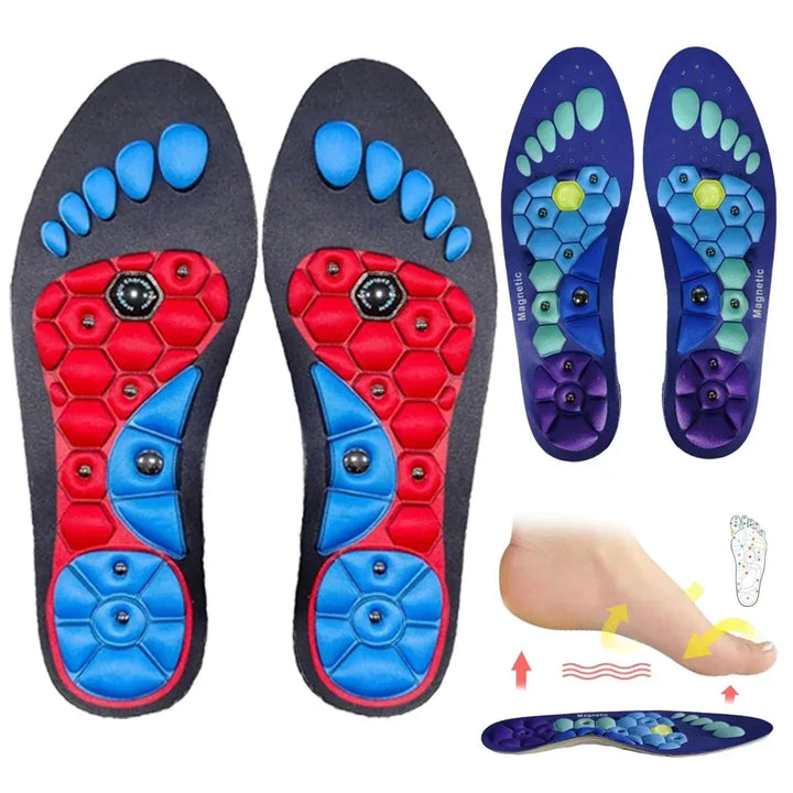 Wellness magnetic insoles with acupressure points to improve circulation & reduce foot pain.