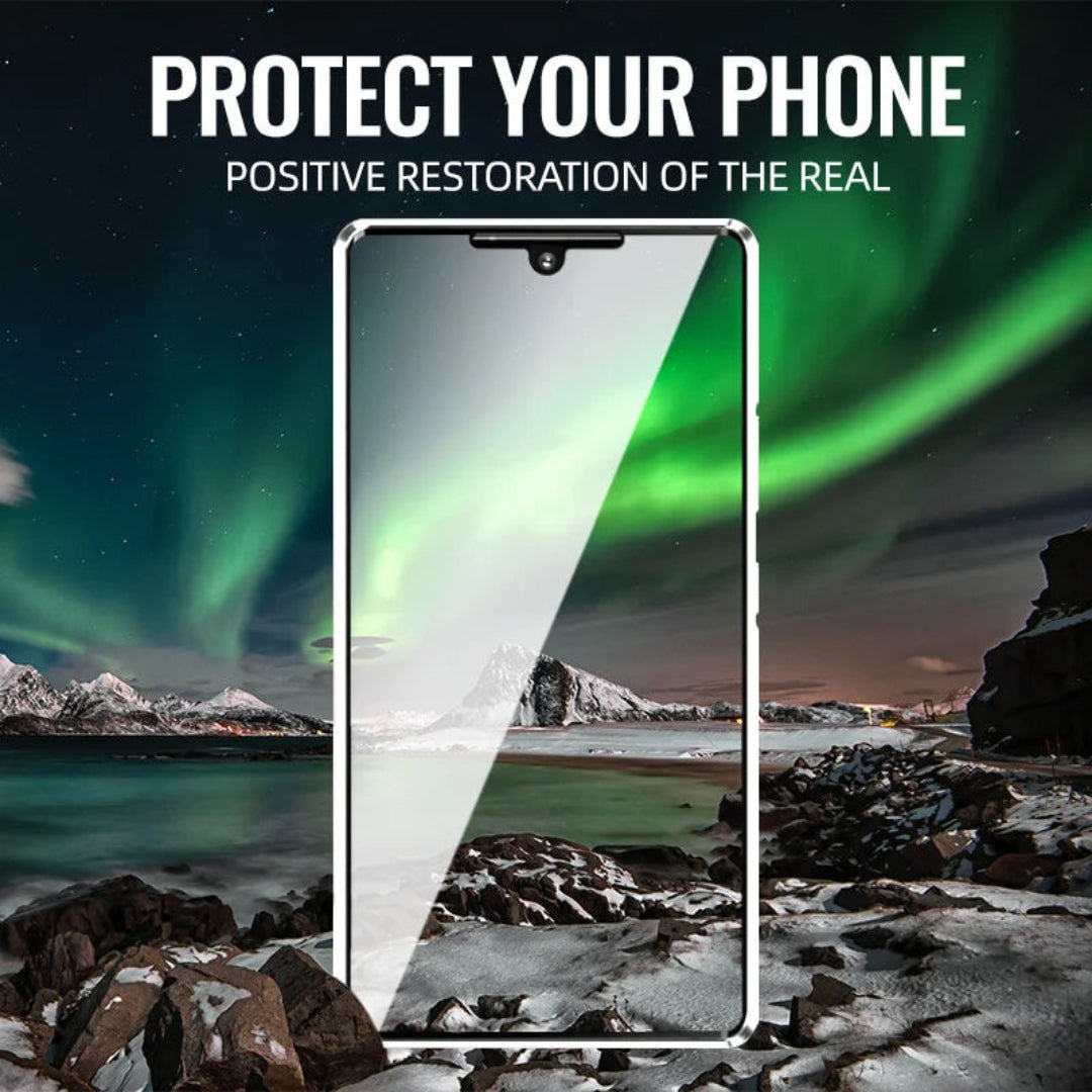 Durable magnetic glass phone case with privacy screen, providing ultimate phone protection from bumps and prying eyes.