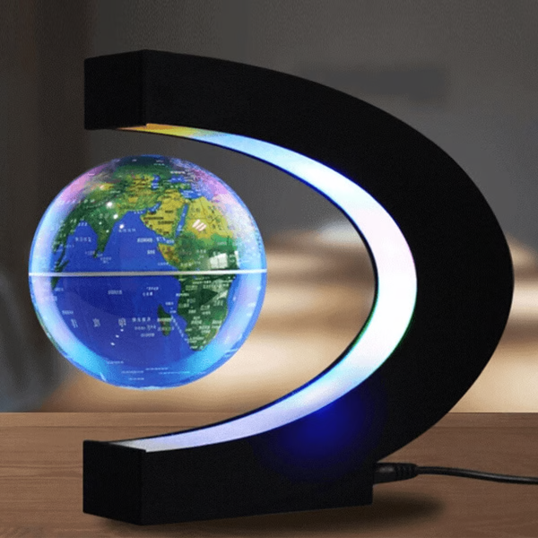 Unisex magnetic floating globe with LED light, perfect for modern home or office decor.