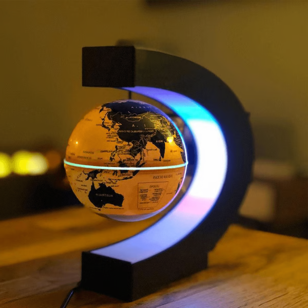 Unique levitation globe with colorful LED light, an educational science gift for any desk.