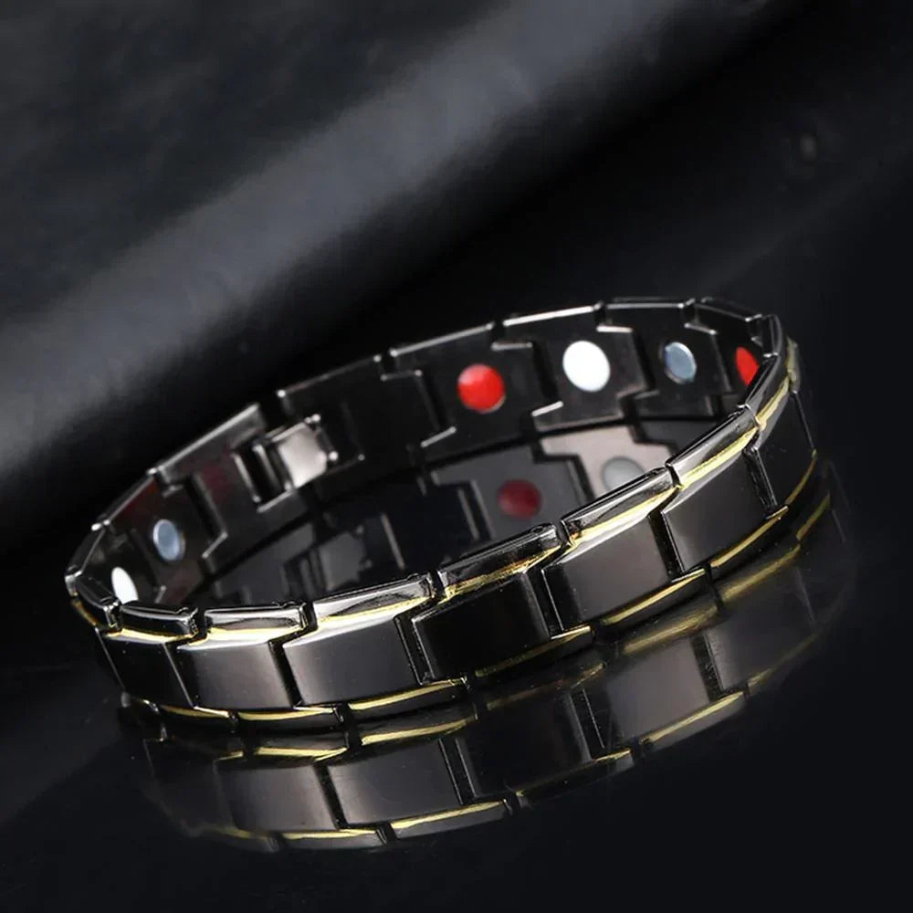Women's magnetic therapy bracelet, elegant wellness jewelry for pain relief & holistic health.