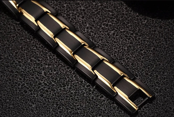 Versatile unisex magnetic wellness bracelet for daily wear, providing pain relief & holistic health.