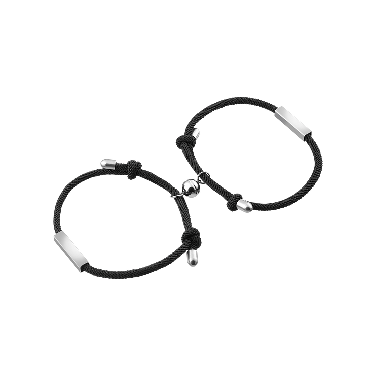 Aurora Couples magnetic bracelets, black cord, unisex love jewelry. Perfect anniversary or relationship gift set.