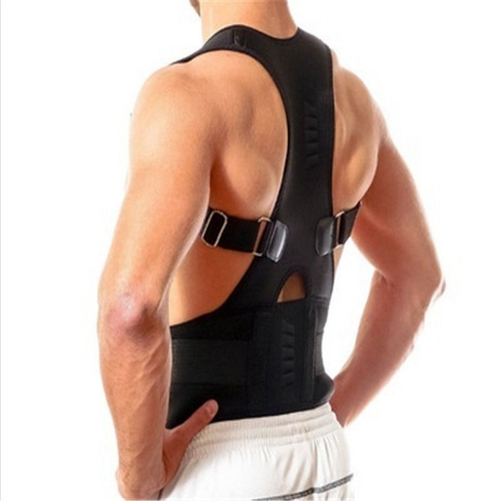 Unisex magnetic posture corrector back brace for effective pain relief & spinal alignment.