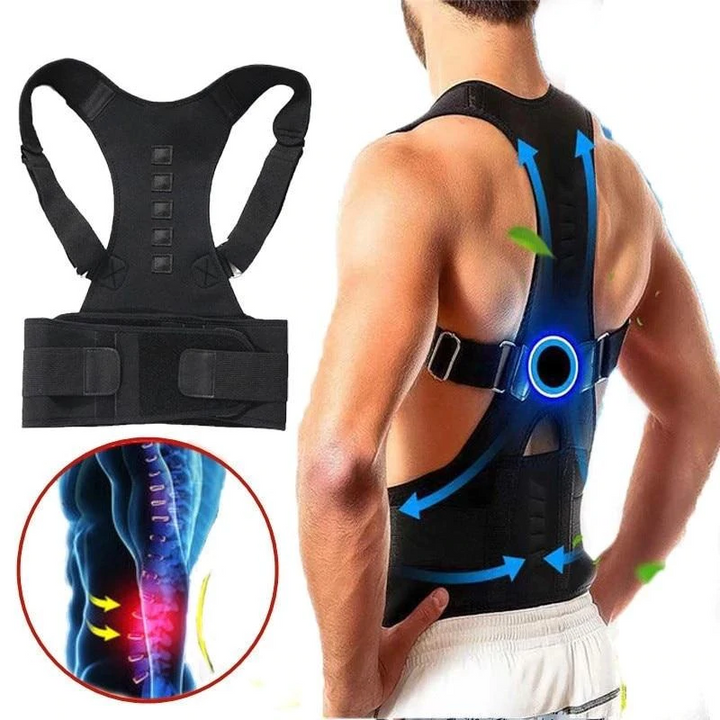 Adjustable posture corrector back brace for men & women, offering effective pain relief & comfortable support.