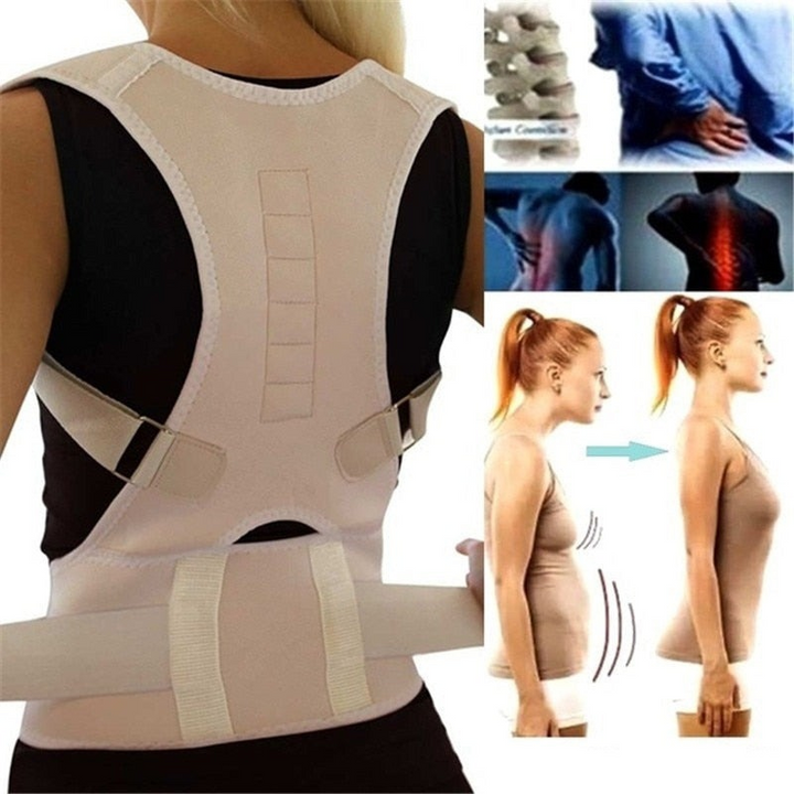 Unisex posture corrector back support brace for improved spinal alignment, reducing back pain.