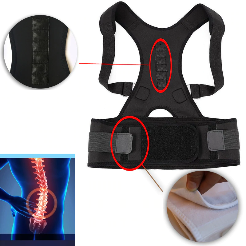 Comfortable, adjustable unisex back brace for daily posture correction, providing gentle support & pain relief.