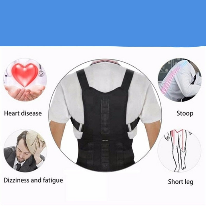 Durable back support brace with magnetic therapy for daily posture correction & effective pain relief.