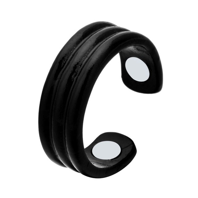 Close-up of unisex anti-snore ring, highlighting magnetic therapy points for improved sleep quality.