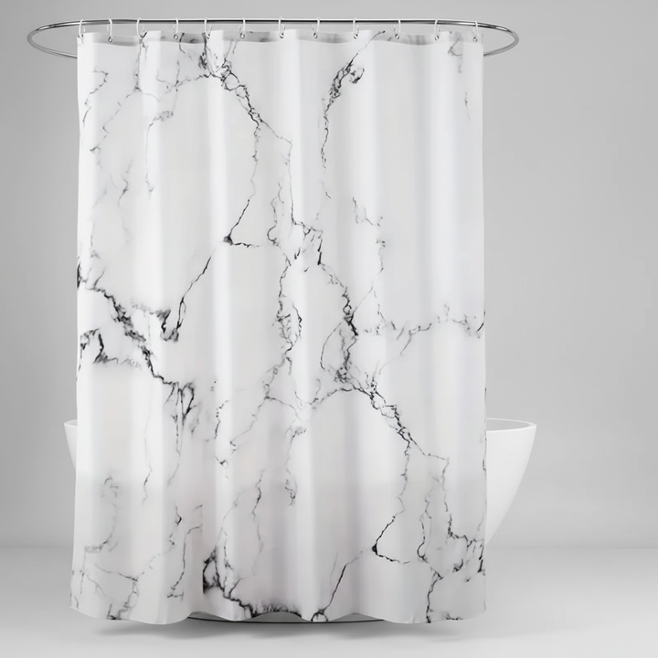Textured MarbleLuxor shower curtain with a unique marble pattern, bringing a touch of luxury to your bathroom.