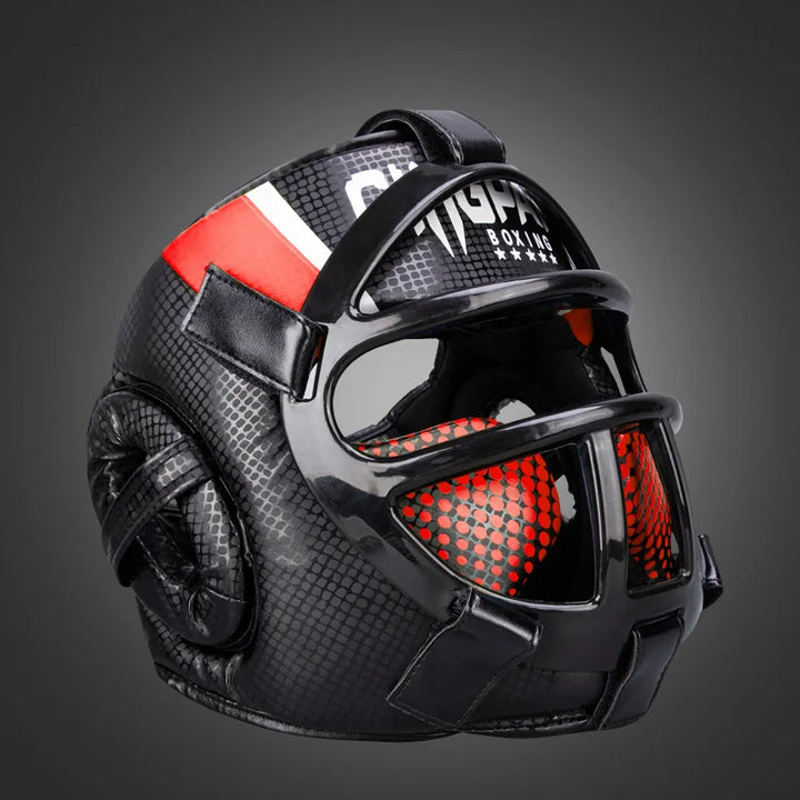 FightGuard premium martial arts headgear with durable face shield offers ultimate protection for combat sports training.