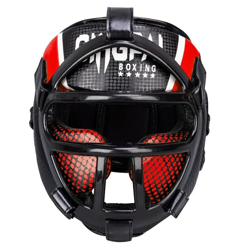 Enhance martial arts training with this premium headgear, featuring a clear face shield for optimal vision & protection.