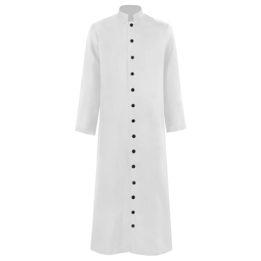Full-length dark medieval monk costume, unisex. Ideal for historical reenactment, Halloween, or priest cosplay.