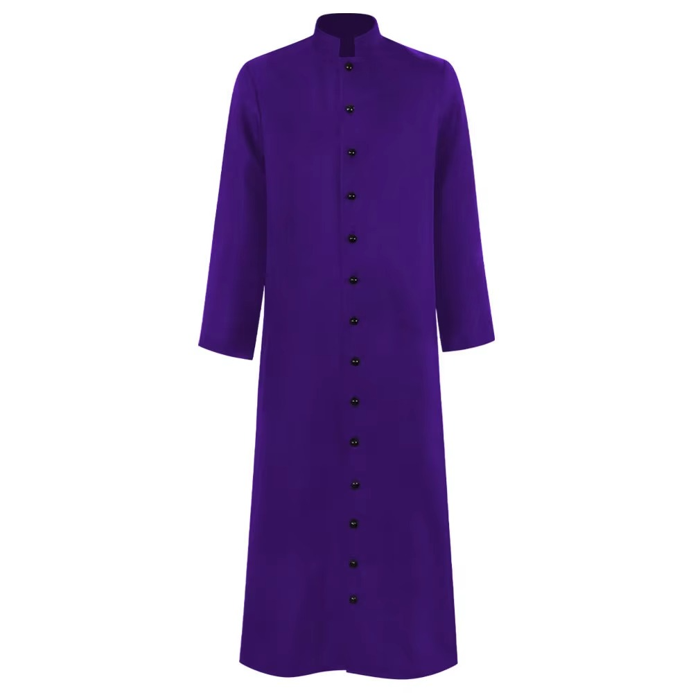 Classic unisex dark medieval robe with hood for monk, wizard, or priest costume. Perfect for cosplay & Halloween.