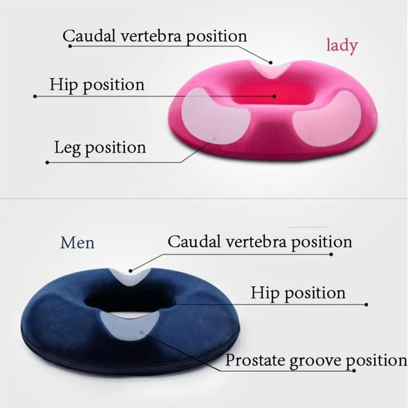 Ergonomic donut cushion for office chair comfort, tailbone support, and improved posture.