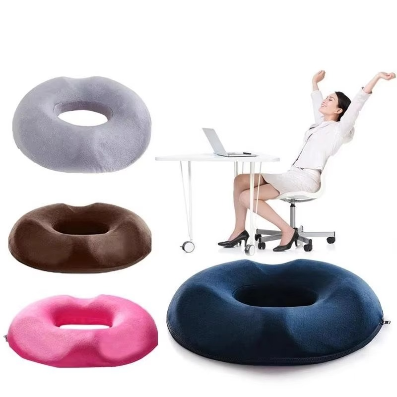 Donut seat cushion for home office chairs, memory foam for tailbone and back support.